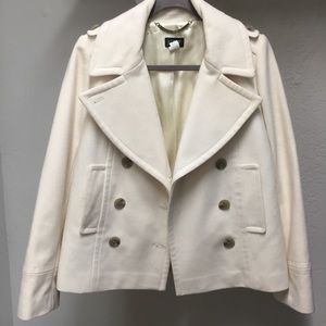 J. Crew White Wool Melton Short Peacoat